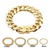 18K Gold Plated High Polished Miami Cuban Link Stainless Steel Bracelets Men Punk Curb Chain Butterfly Clasp K55368971749