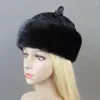 Beretten luxe vrouwen echte echte nertsen met wollen hoed winter Russische dames warme petten hele stuk schapenbonthoeden hele stukken hoeden