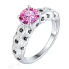 Cluster anneaux tfglbu coloré 1ct coupé brillant coupure Moisanite S925 Bague de stiver sterling pour femmes / hommes