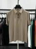 トレンディな夏のメンズ短袖ポロシャツアイスシルク通気性とクールな高品質の格子縞のラペルビジネスカジュアル韓国トップTシャツ240428