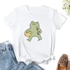 Kadın Polos Frog Sanatçı T-Shirt Kore Moda Yaz En İyi Kadın Tişört Kadınlar Grafik Tees Komik