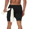 Men's Shorts Fitness Fashion Breathable 2 In 1 Double-deck Quick Dry Gyms Jogging Workout Slim Fit Sports Sportswear