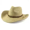 Bérets Fashion Paille pour hommes femmes Summer dans Fedora de style cow-boy