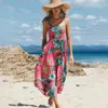 شاطئ الصيف بلا أكمام عاريات الفستان Maxi امرأة الأزياء الأزهار حزام زلة الفساتين الطويلة للنساء الأنيقة الأنيقة 240418