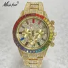 Orologi da polso 2024 marca di lusso hip hop oro hip hop es alla moda arcobaleno diamante impermeabile smart full sports orologi maschio h240504