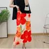 Skirts COZOK Fashionable Red Print Design 2024 Summer Women's Half Skirt High Waist Pleated Temperament Slim All-match WT6179