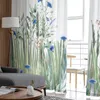 Занавеска акварели цветы растения сине-зеленые листья тюля занавески для гостиной спальни декора