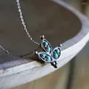 Kolye Kolyeler Vintage Üç Yaprak Çift Katmanlı Kolye Bohemia Turquoises Stone 2024 Yaz Moda Basit Kadınlar Kolye Takı