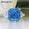 Anelli a grappolo Pansysen Luxury 925 Sterling Silver Tel Cut 10mm Aquamarine Ruby Citrine Wedding Engagement Ring per Women Party