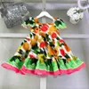 Neuer Babyrock farbenfrohe Blumen überall über Prinzessin Kleidgröße 90-160 cm Kinder Designer Kleidung Sommermädchen Partydress 24APRIL