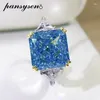 Anelli a grappolo Pansysen Luxury 925 Sterling Silver Tel Cut 10mm Aquamarine Ruby Citrine Wedding Engagement Ring per Women Party