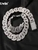 Uwin 17 mm lourds Miami Baguette Zircon Colliers pour hommes Iced Out Cuban Link Chain AAA CZ PRONG COLLOLACES HIP HOP BIJOURS 23150185