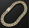 Ketten 20mm Diamant Miami Prong Cuban Link Chain Choker Halskette Armbänder 14K Weißgold Eiskur