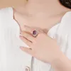 Cluster Anneaux 2024 Europe et les États-Unis Flower Amethyst Ring femelle S925 Sterling Silver Niche Bijoux