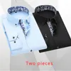 Chemises décontractées à l'arrivée chemise d'arrivée coréenne Slim Fit Business Fashion Two-Piece Set Blue and White Porcelain Long Manneve