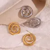 Boucles d'oreilles de goujon en forme de fumée en spirale créative argentée résistante à l'eau 316L Gift en acier inoxydable en acier inoxydable