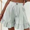 Pantaloni da donna Donne Shorts a gamba larga elegante in vita alta estate con polsini per volant per le donne con la cerniera