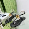 Marmont -embellished Leather Sandals designer sandals summer lUXURY G slides new flat sandals adjustable buckle clip foot flip-flops large size 35-42