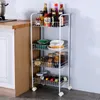 Kitchen Storage 2/3 Tiers Movable Home Organizer Rolling Tool Racking Trolley Utility Carts