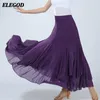 Jupe de swing longue usure pour les femmes Costume de danse moderne Waltz Latin Salsa Rumba Mesh Lady Elegant Performance Robe