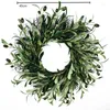 Dekorativa blommor 45 cm konstgjorda gröna olivkransar frukthus vägg fönster dörr bröllop hem dekoration naturlig rotting falsk blomsterring