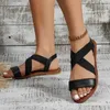 Sandali 2024 Summer New Womens Flat Roman con scarpe di moda in gomma non slip più dimensioni 43 H240504