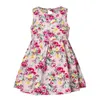 2023 Spring Summer Girl Vest Dress Kids Sleeveless Printed Princess Baby Korean Version Broken Flowers Casual Sundress 240428