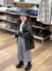 의류 세트 한국 어린이 마모 2024 가을 여자의 세련된 가죽 코트 단색베이스 컬러 다목적 청바지 세트