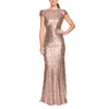 Casual Dresses Women Formal Full Sequined Long U Shaped Backless Prom Dress Sexy Hip Hugging Rose Gold Trendy Wedding Guest