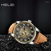 Montre-bracelets Hélei Model 2024 Kaki Field Series Comfort Wind Multifonction Quartz Movement Watch Match pour hommes