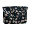 Cosmetic Bags Daisy Flower Bag Embroidery Clutch Handbags Canvas Stationery Organizer Zipper Portable For Women Girl Travel