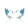 Boucles d'oreilles arrière Blue Elf Elf Mandard Femmes Bijoux de mariage pour Fairy Wingscosplay Accessoire (sans boucles d'oreilles perçantes)