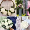 Fleurs décoratives 25pcs / boîte rose artificielle pour la fête de mariage Bridial Bouquet de fleurs décoration de maison fausse fête de la fête des mères