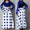 Плюс размер Polka Dot Prant Платье элегантная обмотка с длиндом с длинным рукавом Maxi Clothing 240422