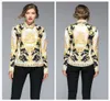 2020 vintage barokowy nadruk Eleganckie koszule Kobiety z długim rękawem Lapel Neck Szyjka Koszulka Bluzki Bluzki Slim Projektantki Tops7935410