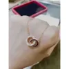 Fashion Classic Design Anhänger Liebesschraubenkappe Halskette für Männer Doppelschleife Ring Full CZ Zwei Zeilen Diamantheiztwächter Schmuckkragen