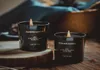 Coules de soja parfumées Bougies Black en verre Pilier Pilier de 30 heures pour les femmes à domicile Bureau de voyages romantiques Ambermoss4657367