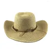 Bérets Fashion Paille pour hommes femmes Summer dans Fedora de style cow-boy