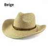 Berets Fashion Straw Hat For Men Women Summer w kowbojskim stylu Fedora