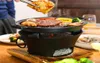 Przenośne żeliwa gęste grillowe Grille Table BBQ Garn Stove Chiński styl retro kuchenka aluminiowa z drewnianej podkładką 02039844