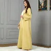 Ubranie etniczne Abaya muzułmańska sukienka długie rękawy Dubai Turcja żółta kurtka lapowa Skromny islam hidżab elegancki sukienki 3799