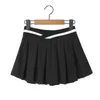 Jupes harajuku mini 2k vêtements mignon été noir pour femme à la taille élastique rayée plissée de short gris