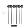 Geschirrssätze 6pcs Matteis Eispunkt Langes Griff Schaufel Geschirr Set Spoon Bar Löffel Saft Kaffee Rührende Besteck Küchenwerkzeuge