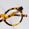 Lunettes de soleil Frames Original Vintage Round Series Frame Men Men Ombes Classic Designer Brand Hand Craft Yellow Tortoise acétate Eyeglass pour