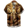 Men's Casual Shirts Hawaiian Shirt Summer 3d Printed Elephant Pattern Men Short Sleeve Street Lapel Button Top Clothing