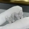 VC Butterfly Diamond Clove Earring Rosa Ciondolo Rosa per fidanzamento di diamante Trinità Bracciale di gioielli