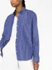 Blusas para mujeres Silhoueta azul Camisa suelta Rayas Bordado logo de bordado Collar 2024 Autumn Femenina de manga larga Femenina