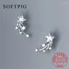 Boucles d'oreilles Softpig Real 925 Sterling Silver Zircon Meteor Star For Charming Women Fine Bijoux Bijoux ACCESSOIRES MINIMALES