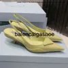 Pradshoes Sandały Kot Prades damskie jedwabne buty obcasowe żółte i niebieskie końcówki 2021