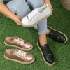 Scarpe casual PU Leather Women Flat Sneakers Lace Up Ladies Platform Comfort Espadrilles Vulcanized